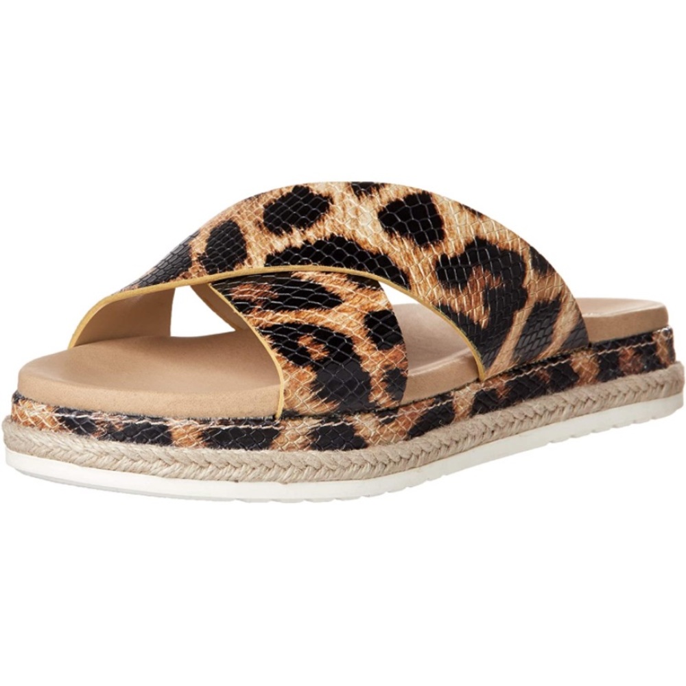 Cheetah espadrilles slide on sandals
